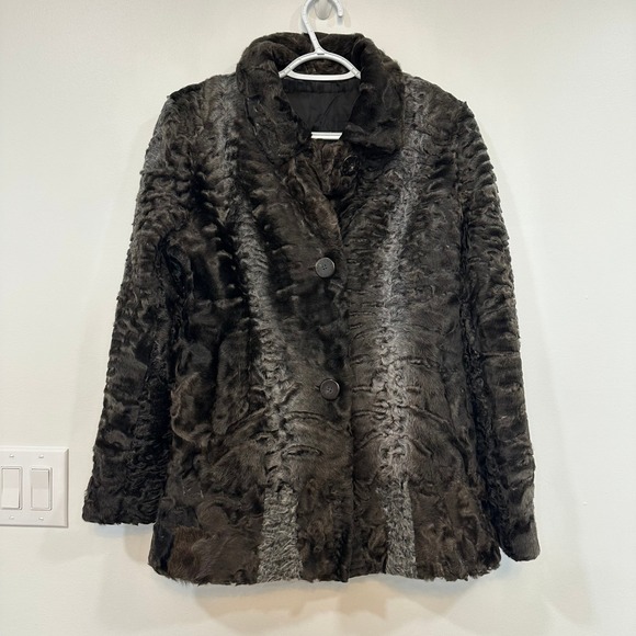 Bisang Jackets & Blazers - Bisang Couture Fur Mink Coat Small Black Gray Lined Outerwear Button Stripe